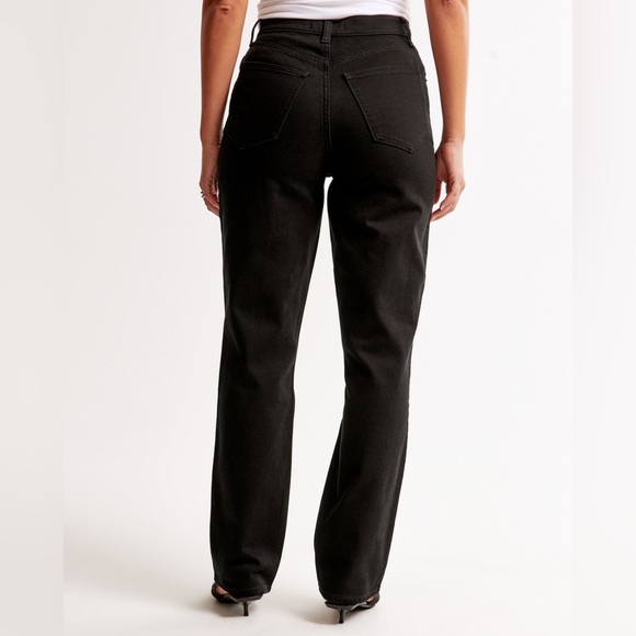 Abercrombie & Fitch Black 90’s Straight Ultra High Rise Curve Love Jeans Sz 10 - Picture 2 of 11